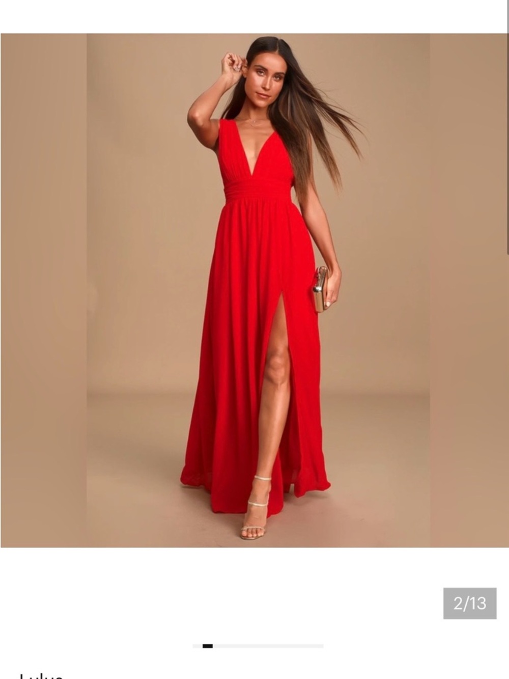 Lulu's Red Deep V Maxi Dress